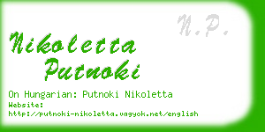 nikoletta putnoki business card